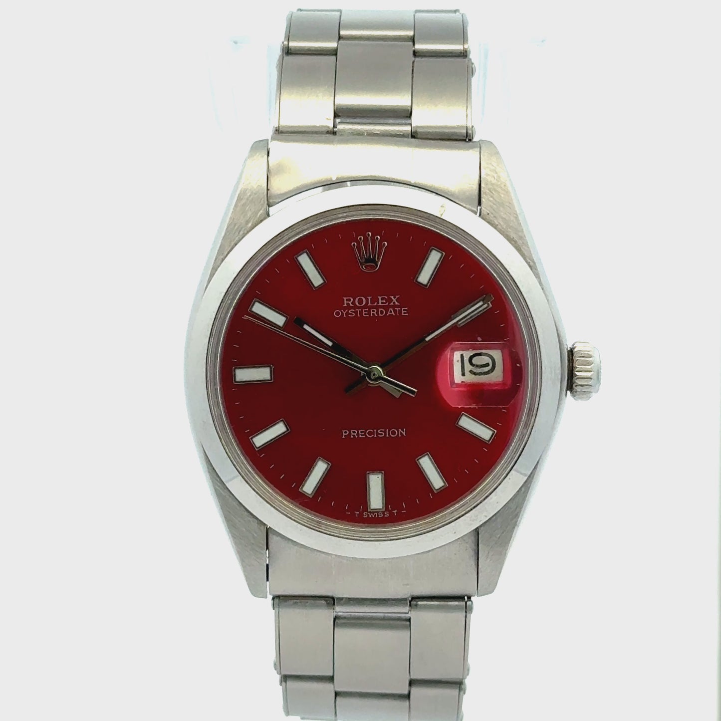 Gorgeous 1970 Vintage Rolex Oyster Perpetual 6694 Restored, Red Dial 34mm Manual