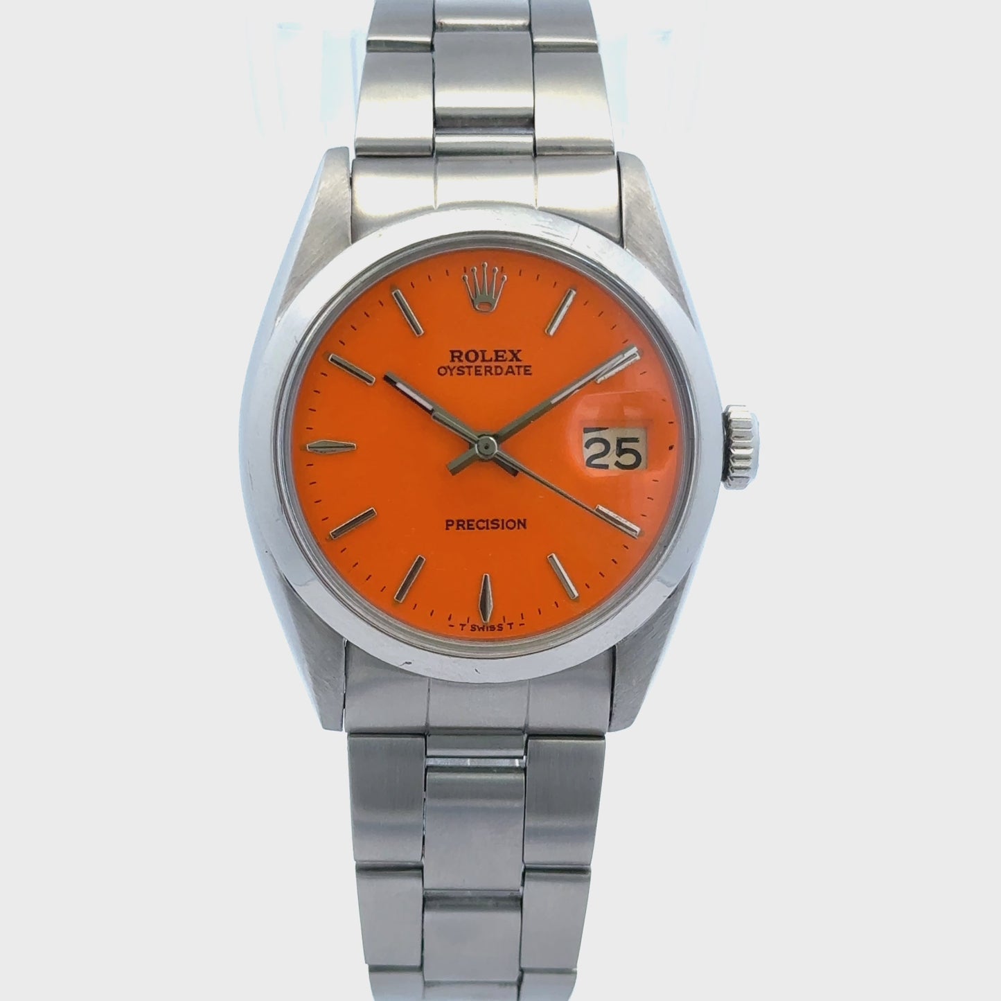 Clean 1966 Vintage Rolex Oyster Perpetual 6694 Restored, Orange Dial 34mm Manual