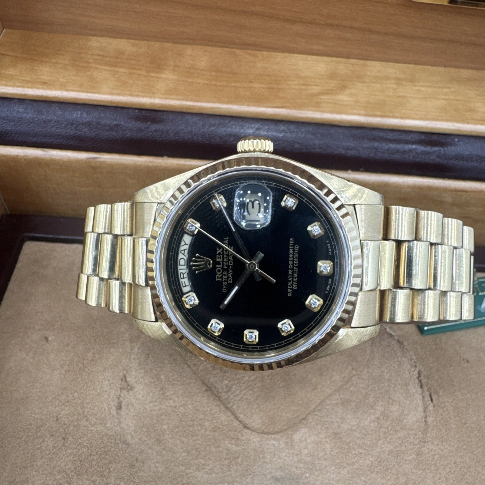 Rolex Day-Date “President” 18038 (1980) 18K Yellow Gold, Original Box. Serviced