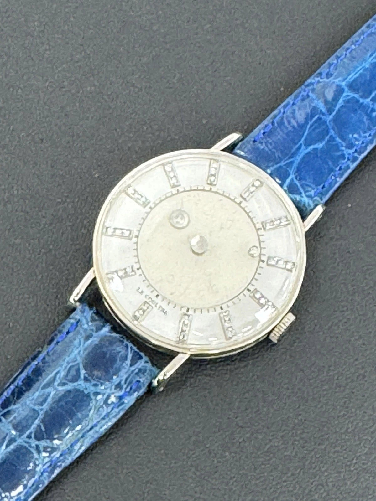 Vintage LeCoultre Vacheron “Mystery Dial” 14K W Gold Diamond Rare Galaxy Style