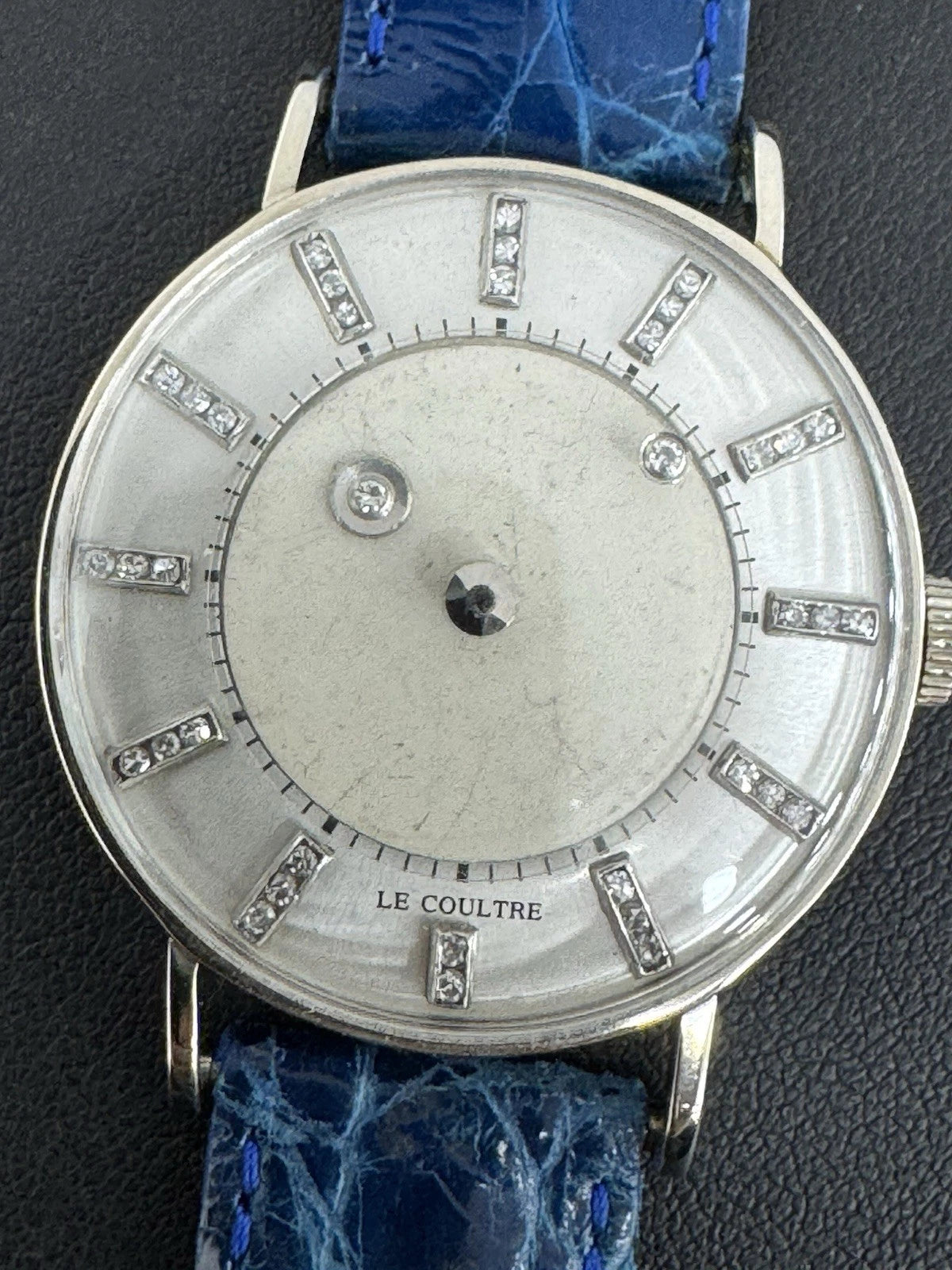 Vintage LeCoultre Vacheron “Mystery Dial” 14K W Gold Diamond Rare Galaxy Style