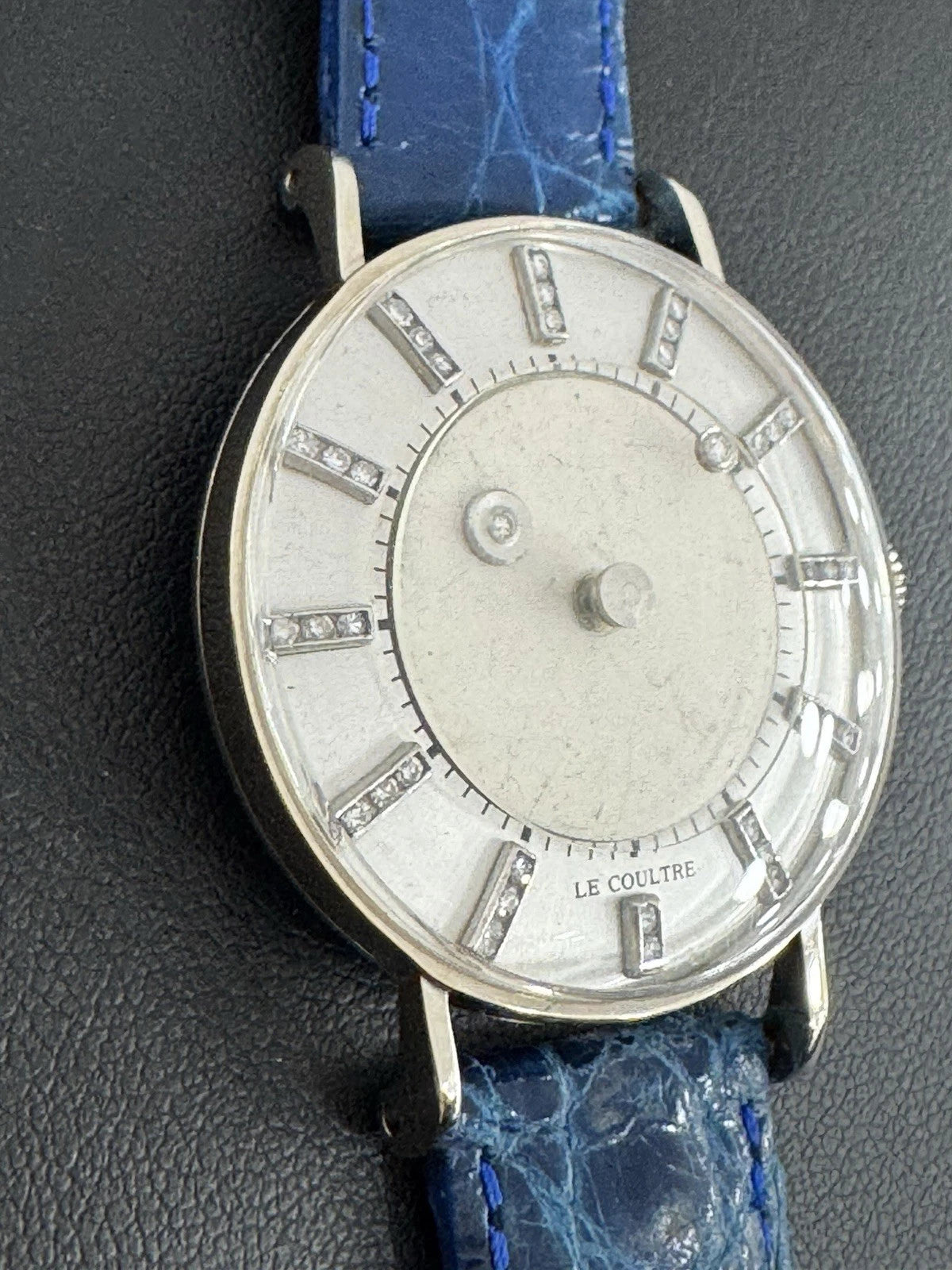 Vintage LeCoultre Vacheron “Mystery Dial” 14K W Gold Diamond Rare Galaxy Style