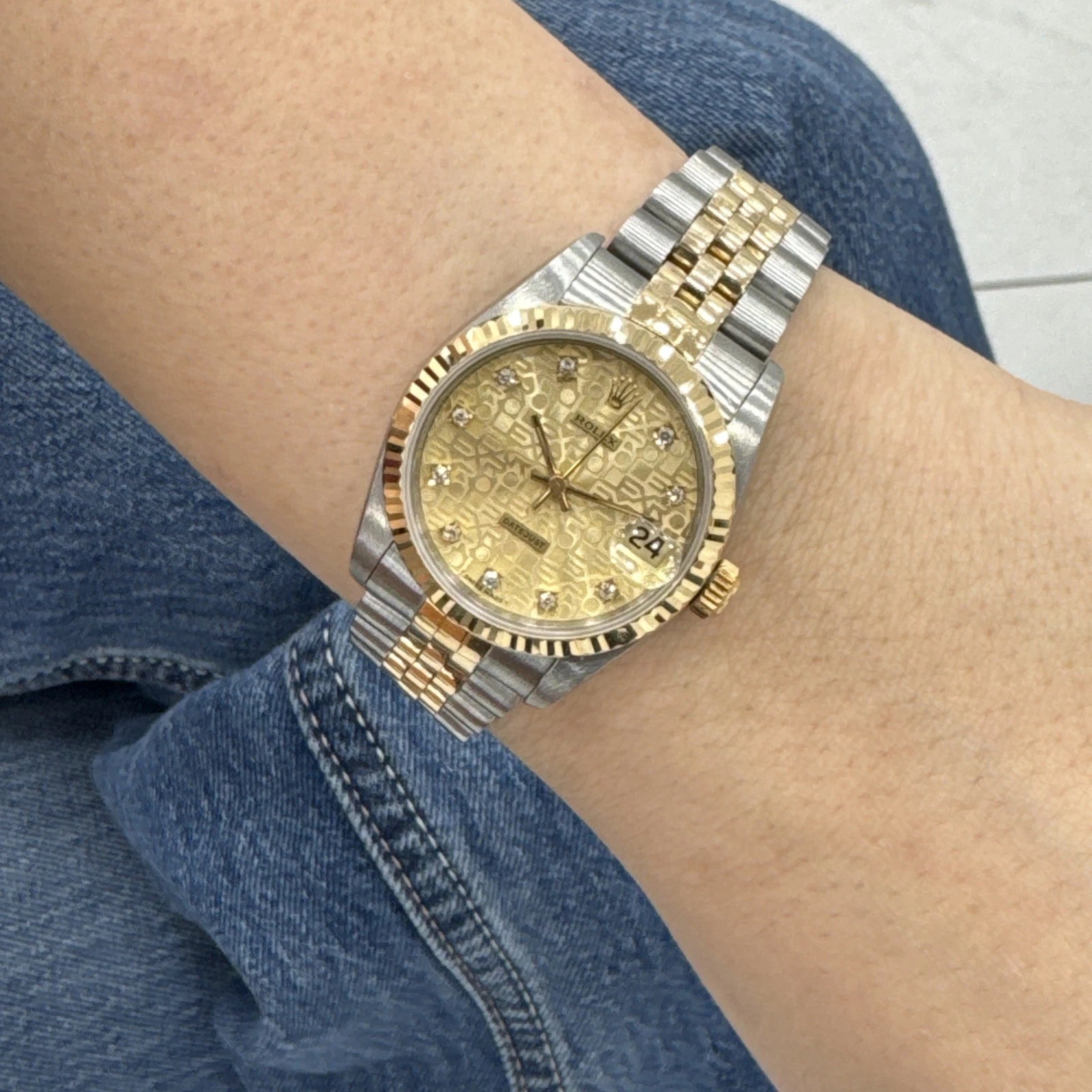 Rolex Datejust 68273 – Champagne Computer Diamond Dial – Serviced w Certificate