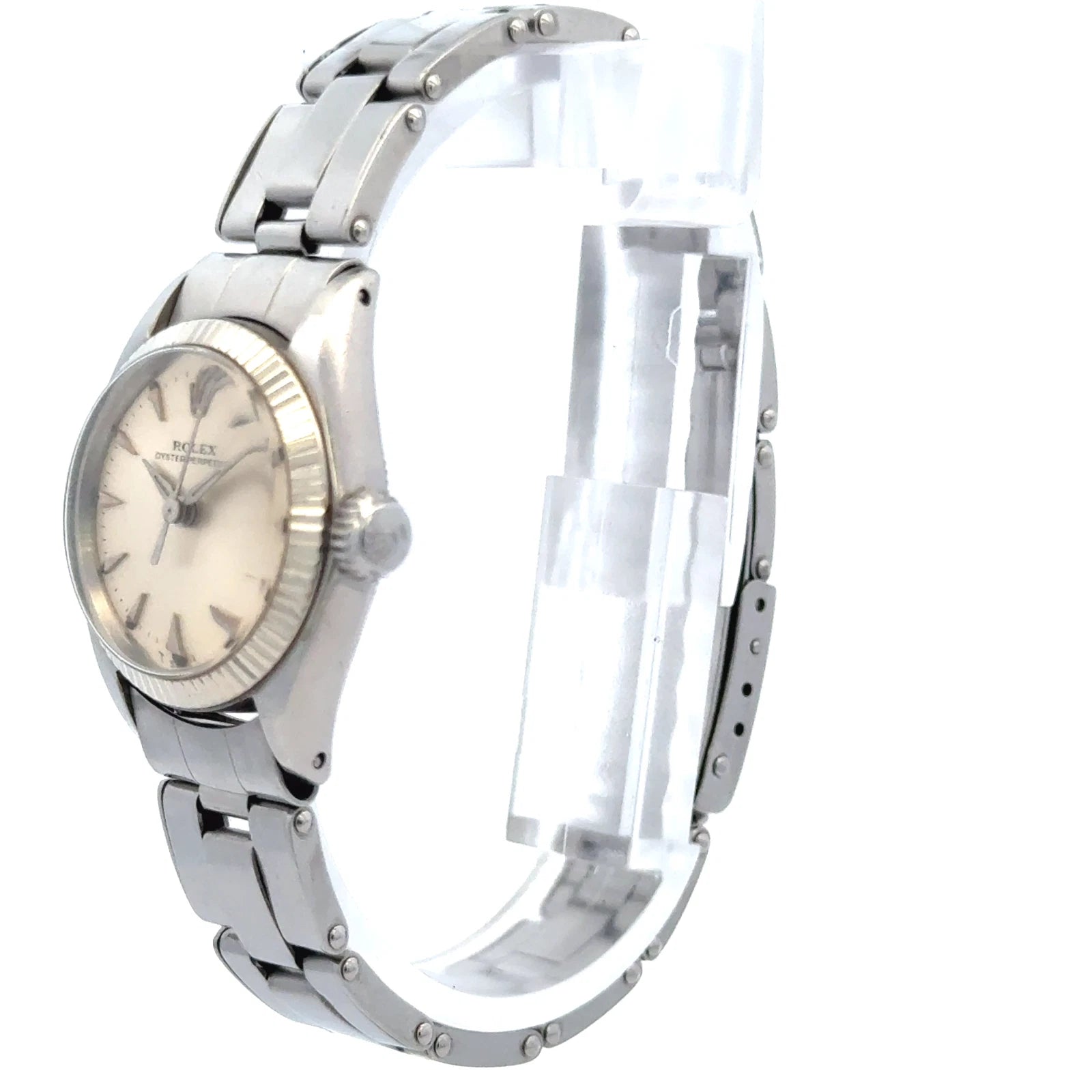 Vintage 1960 Ladies Rolex OP SS 14KWG Fluted Bezel 24mm 6619 Automatic