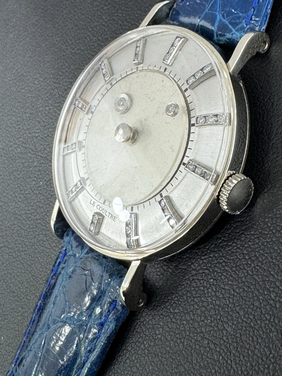 Vintage LeCoultre Vacheron “Mystery Dial” 14K W Gold Diamond Rare Galaxy Style