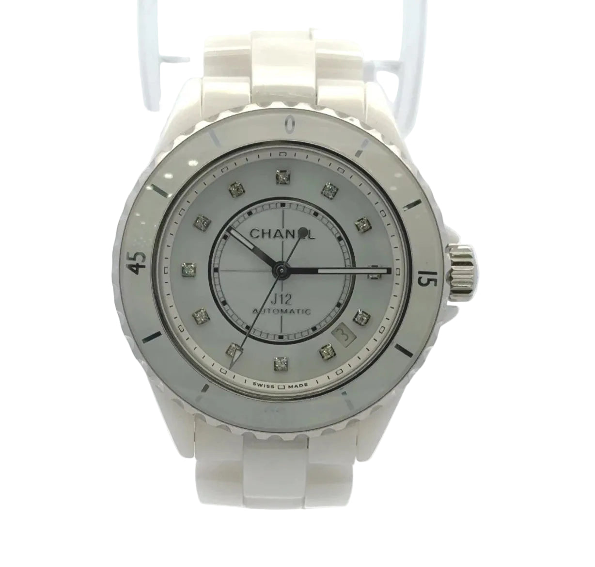 Chanel J12 - 12.1 - 38mm White ceramic case/white ceramic bracelet-Diamond dial
