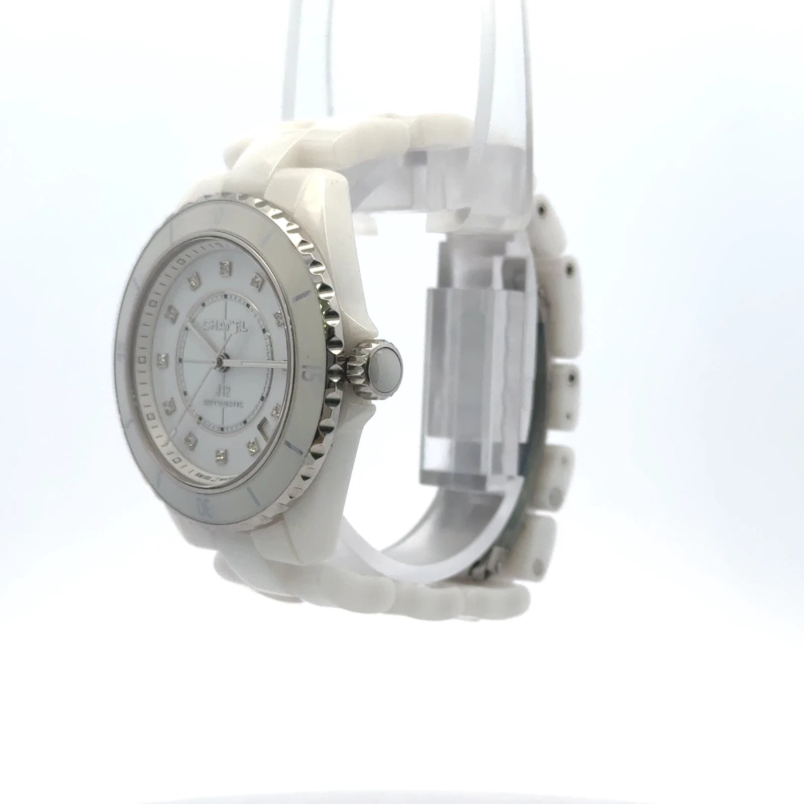 Chanel J12 - 12.1 - 38mm White ceramic case/white ceramic bracelet-Diamond dial