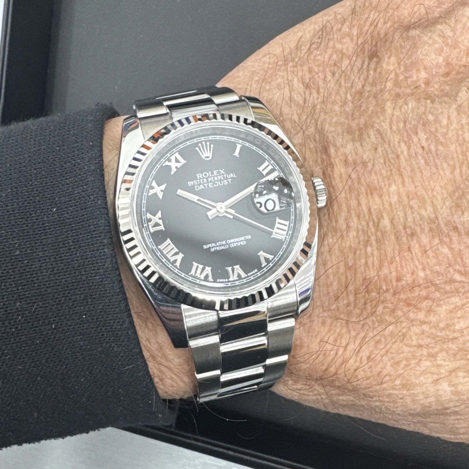 Rolex Datejust 36mm – Model 116234 (2018) – Black Dial with Roman Numerals