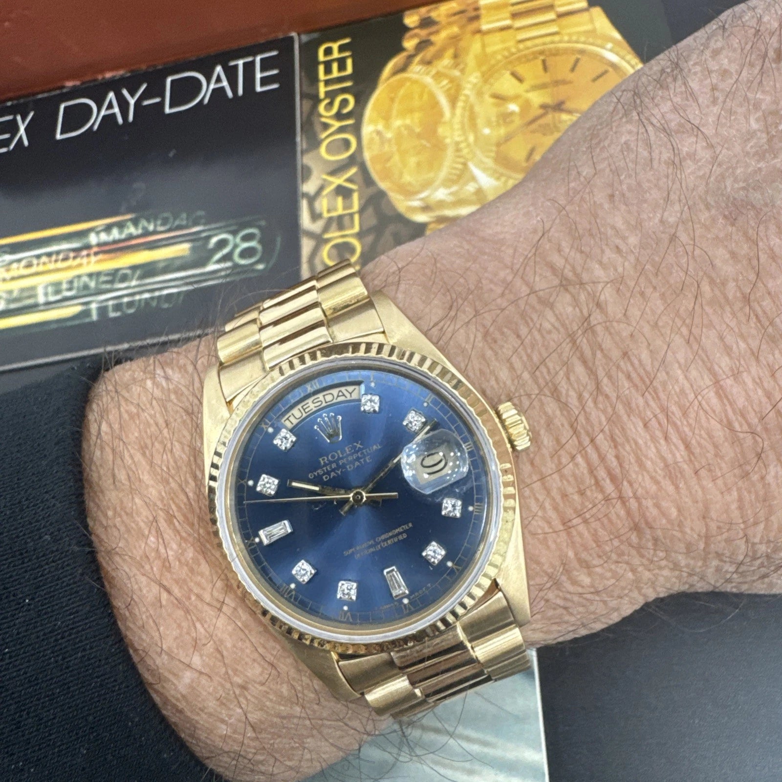 Rolex Day-Date “President” 18038 (1985) – 18K Yellow Gold, Original Box & Papers